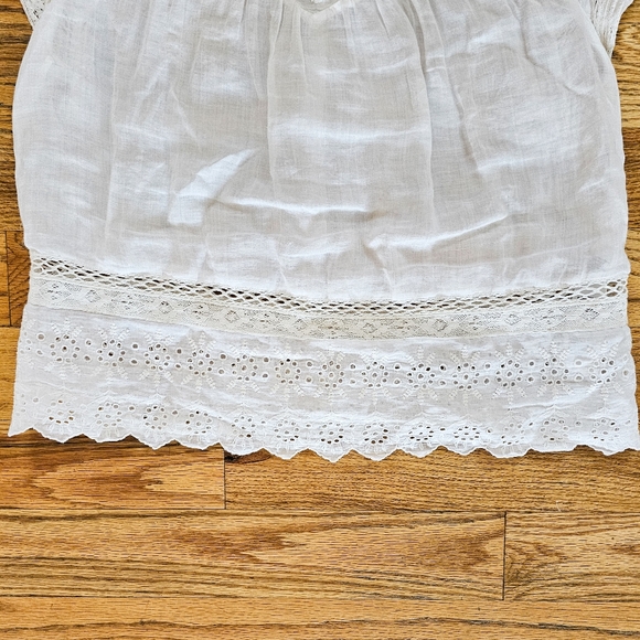 Joie Size S $150 100% Ramie Blouse Lace Details Pure White Excellent Condition - Picture 6 of 9